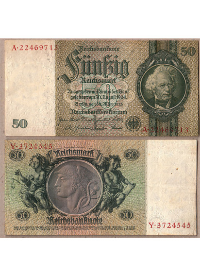 GERMANIA 50 Reichsmark 30.3.1933 Buona Condizione